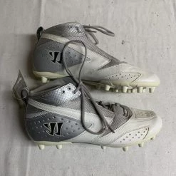 On Sale - Used Warrior 2ND DEGREE Senior 10.5 Lacrosse Cleats For Men's White And Grey